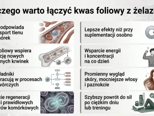 Kwas foliowy i żelazo: synergia dla zdrowia. Lepsze efekty, energia, regeneracja tkanek i promienny wygląd.