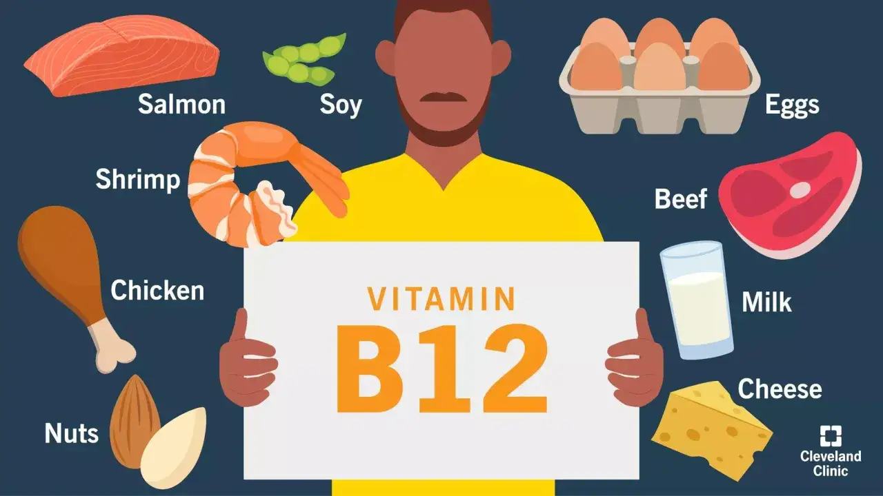 Witamina B12 w czym? Witamina B12 znajduje się w rybach, mięsie, jajach, mleku, serze, soi, kurczaku, krewetkach i orzechach.