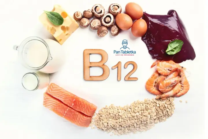 W czym witamina B12? W produktach takich jak: łosoś, krewetki, wątróbka, jajka, ser, mleko, grzyby i płatki owsiane.