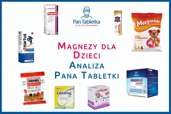 Zestawienie produktów z magnezem dla dzieci: żelki, syropy i tabletki. Magnez dla niemowląt i starszych dzieci.